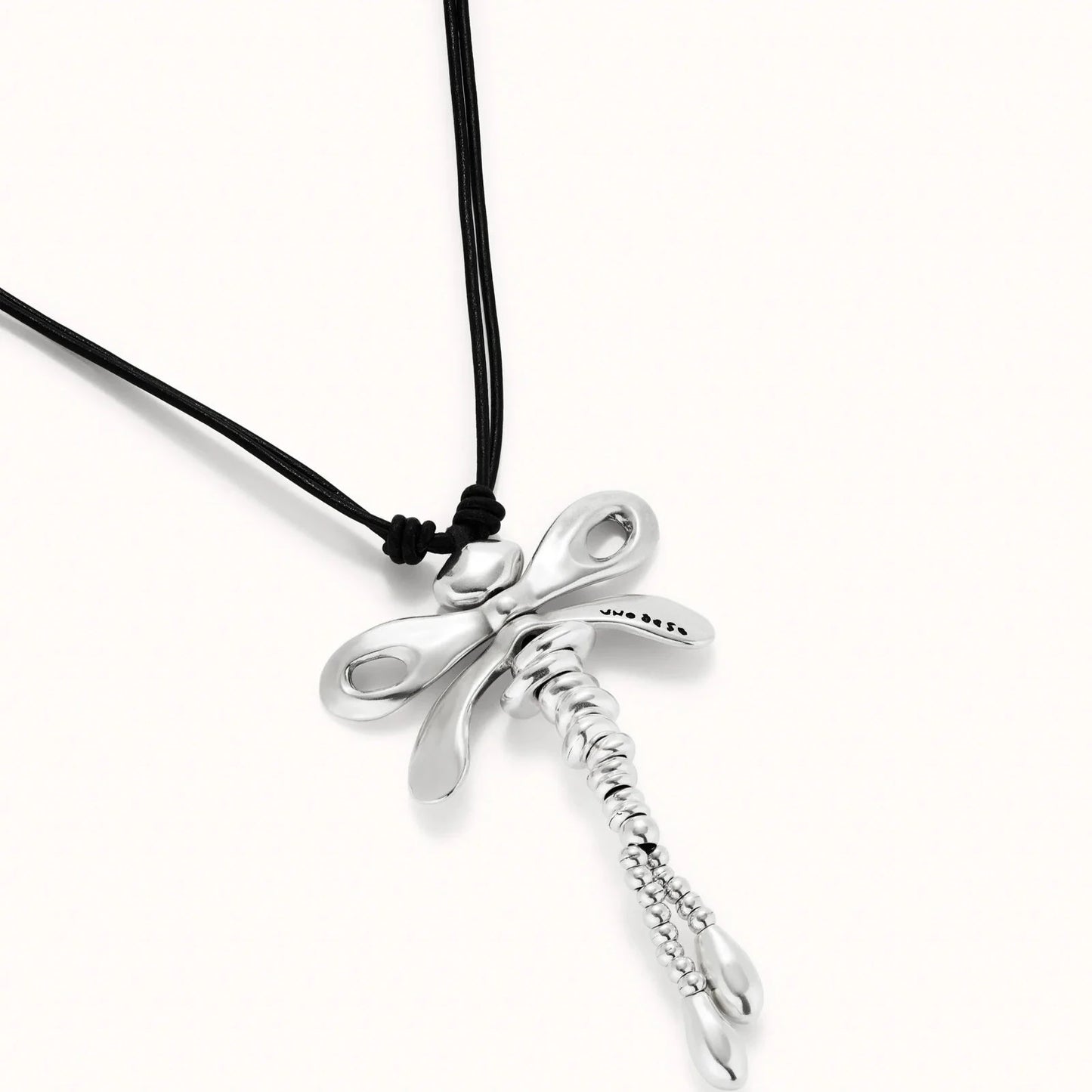 Collana Lunga di Cuoio con Libellula Centrale Sterling COL1962MARMTL0U