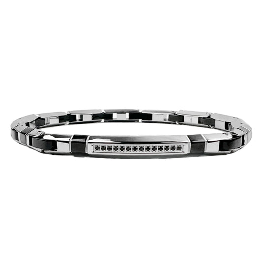 Bracciale Uomo Hiteck Acciaio e Nero con Spinelli EHB282