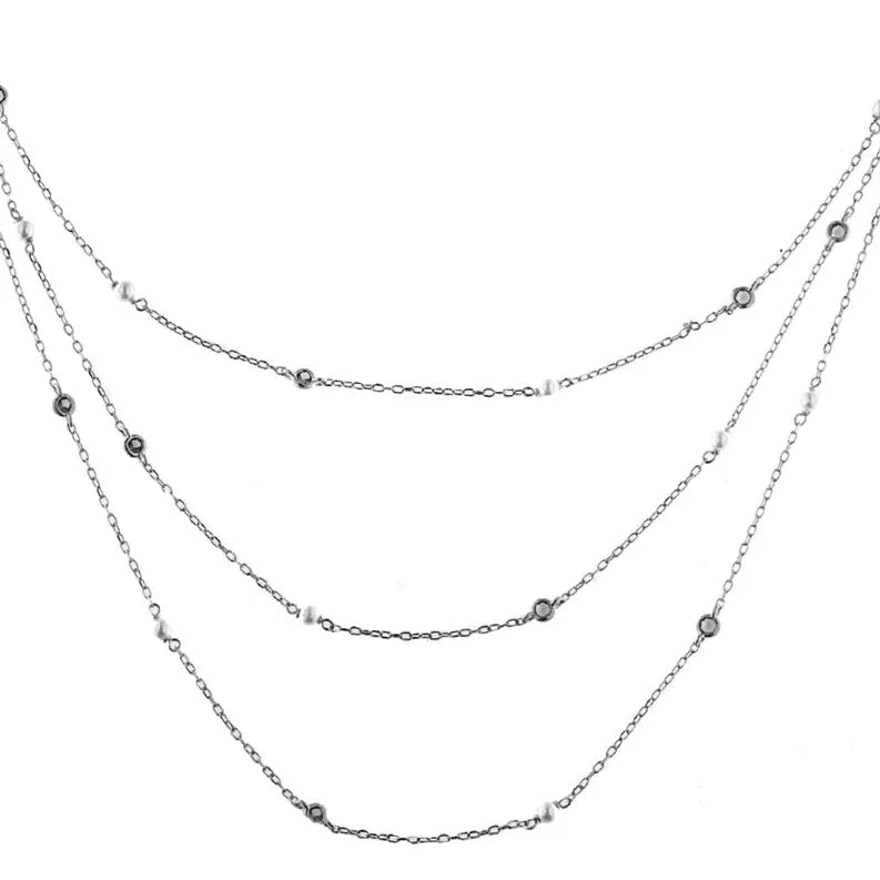 Collana con Perle Micro Size e Zirconi GRZ-013 M3 RH