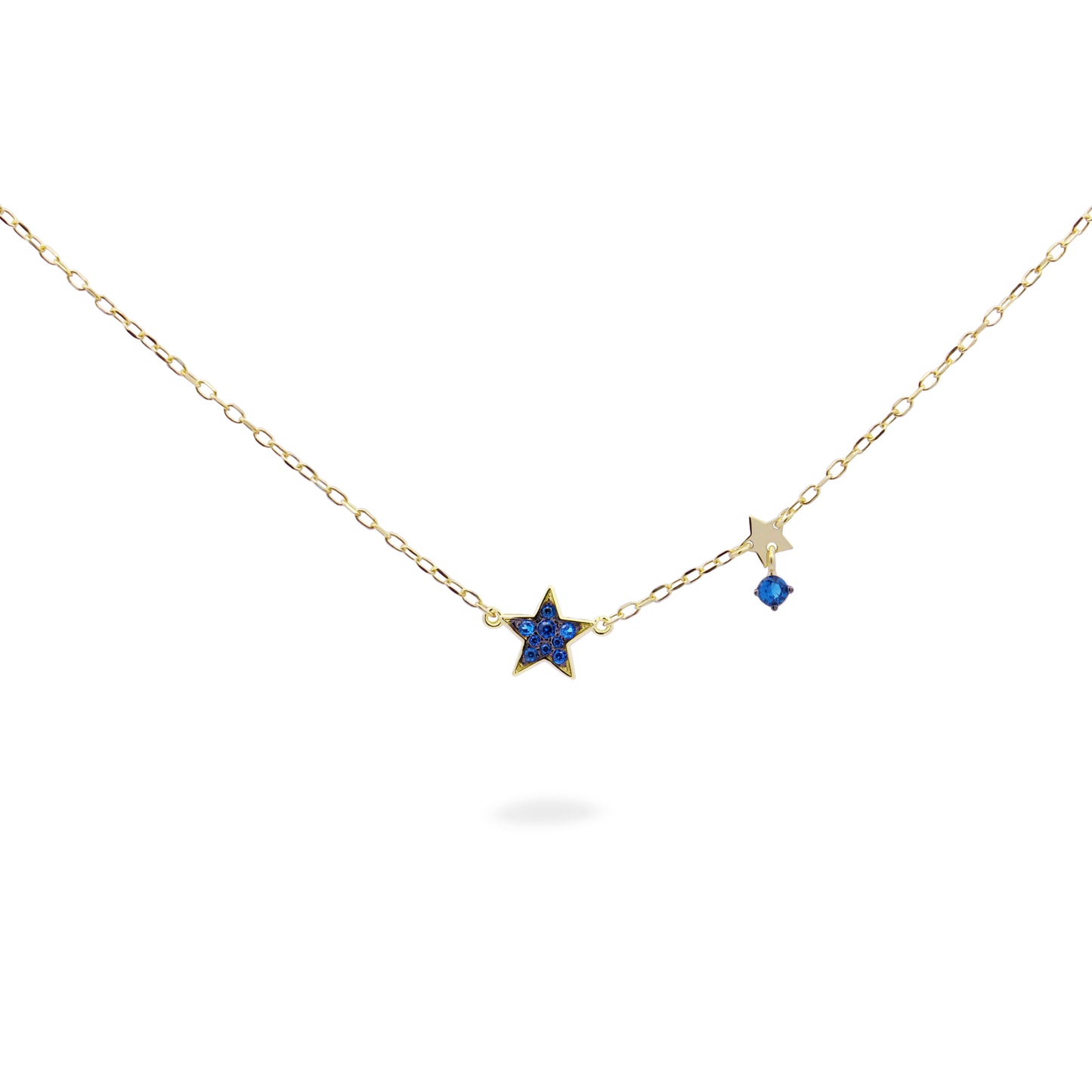 Collana Dorata con Stella e Zirconi Blu GRZ-018 M1 STE C AU