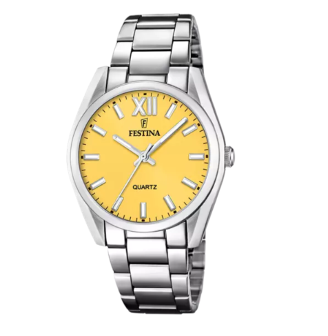 Reloj Mujer Alegria Acero y Amarillo F20622/G