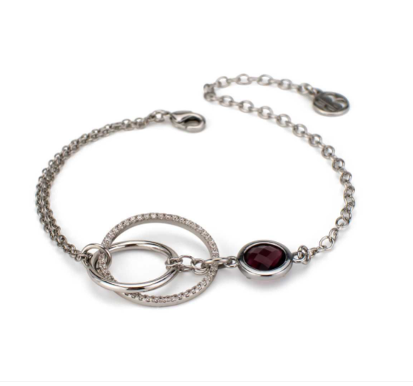 Pulsera Doble Circulo y Piedra Lateral XB1007