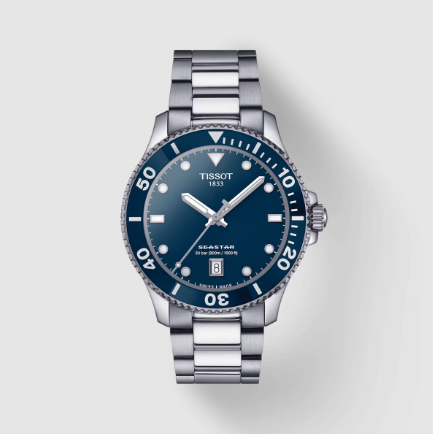 Reloj Hombre Seastar 40mm Acero y Azul T1204101104100