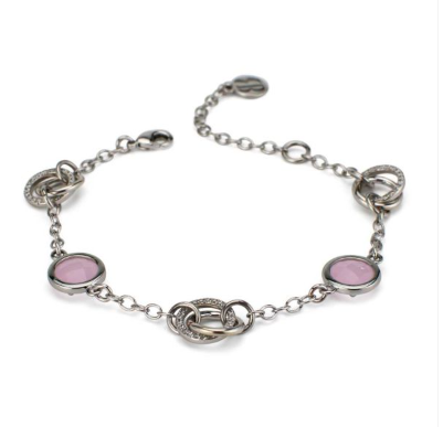 Bracciale con Zirconi e Cristalli Quarzo Rosa XB1004