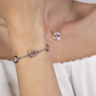 Bracciale con Zirconi e Cristalli Quarzo Rosa XB1004