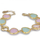 Bracciale Dorato con Cristalli Pesca, Acqua Milk e Quarzo Rosa XBR983D