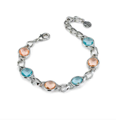 Bracciale con Cristalli Acquamarina e Pesca XBR996A