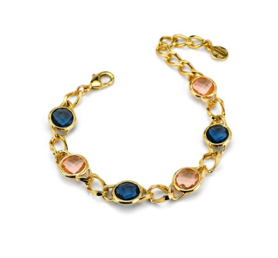 Bracciale Dorato con Cristalli Blu Zaffiro e Pesca XBR996DZ