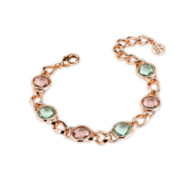 Bracciale Rosato con Cristalli Ametista Verde e Rosa Antico XBR996RV