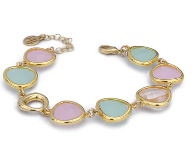 Bracciale con Cristalli Pesca, Acqua Milk e Quarzo Rosa XBR983D