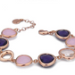 Bracciale Rosato con Cristalli Pesce, Viola e Quarzo Rosa XBR983RS