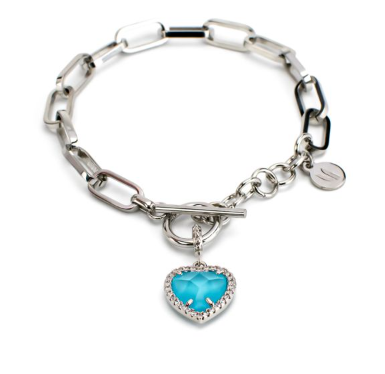 Bracciale con Cuore, Zirconi e Pietra Celeste MY/BR26