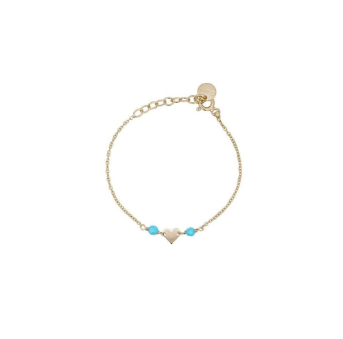 Bracciale Dorato con Cuore e Cristalli Azzurri BR-016 BM1 AU