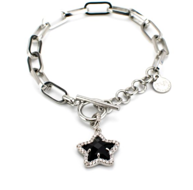 Bracciale con Stella, Zirconi e Pietra Nera MY/BR36