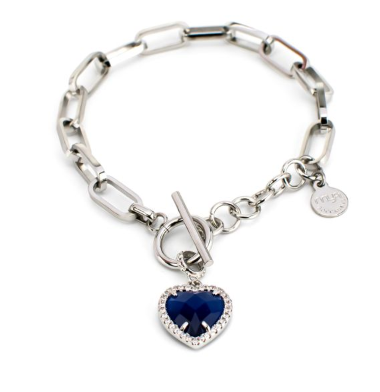 Bracciale con Cuore, Zirconi e Pietra Blu MY/BR28