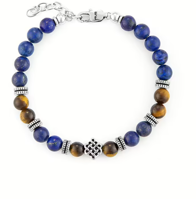 Bracciale Uomo 4US in Acciaio, Lapis e Occhio di Tigre 4UBR6235