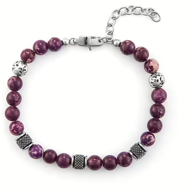 Bracciale Uomo 4US in Acciaio e Diaspro Viola 4UBR6244