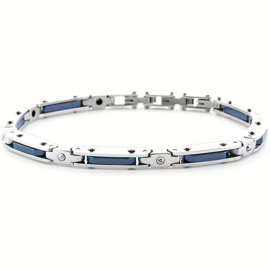 Bracciale Uomo 4US in Acciaio e Ceramica Blu 4UBR6190