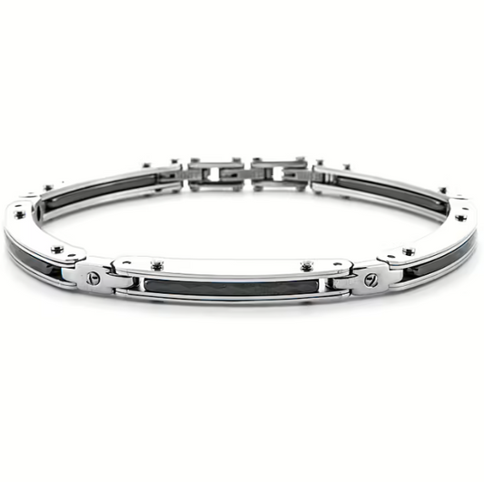 Bracciale Uomo 4US in Acciaio e Ceramica Nera 4UBR6192