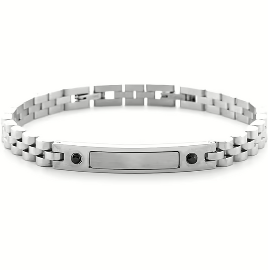 Bracciale Uomo 4US in Acciaio e Zirconi Neri 4UBR6174