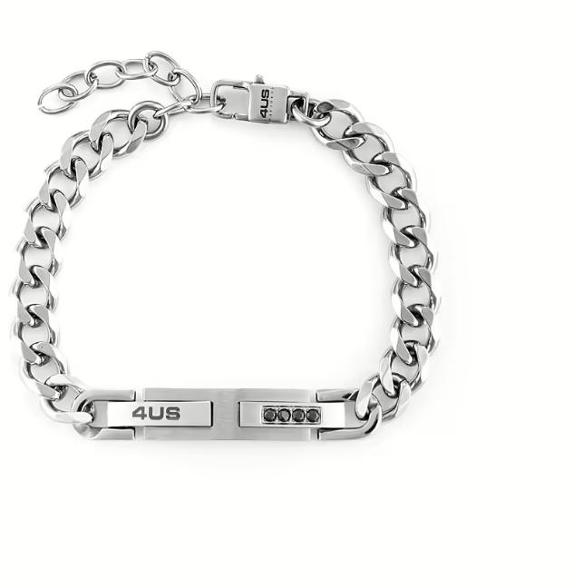 Bracciale Uomo 4US in Acciaio con Zirconi Neri 4UBR6149