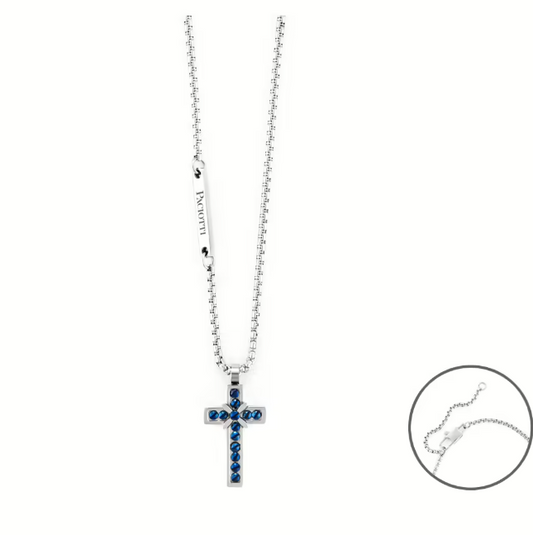 Collana Uomo 4US con Croce e Zirconi Blu 4UCL6130