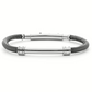 Bracciale Uomo 4US in Acciaio con Ecopelle Nera 4UBR6201