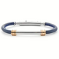 Bracciale Uomo 4US in Acciaio, Rosato e Ecopelle Blu 4UBR6204