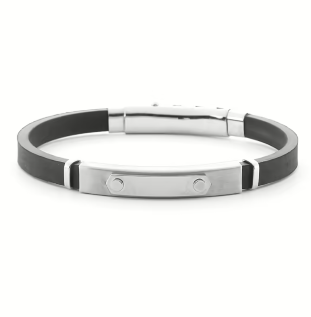 Bracciale Uomo 4US in Acciaio e Gomma Nera 4UBR6207