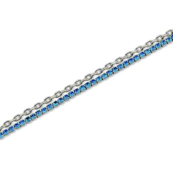 Bracciale Scintille Tennis con Cristalli Azzurri SV/BR07