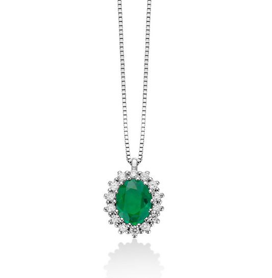 Collier Premium Gemme con Diamanti e Smeraldo CLD4241