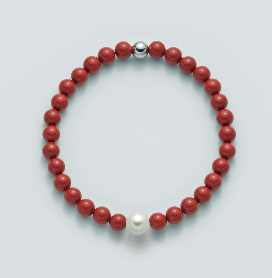 Bracciale Terra e Mare con Perla 8mm e Corallo Rosso 6mm PBR3208