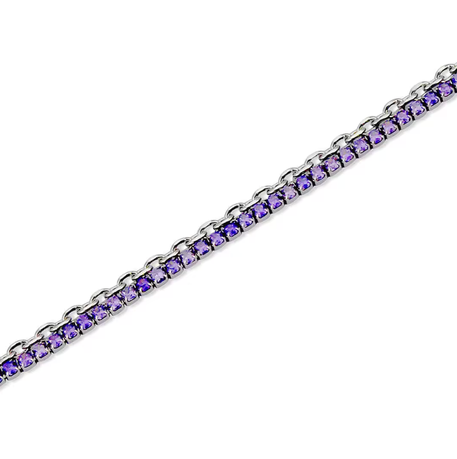 Bracciale Scintille Tennis con Zirconi Viola SV/BR11