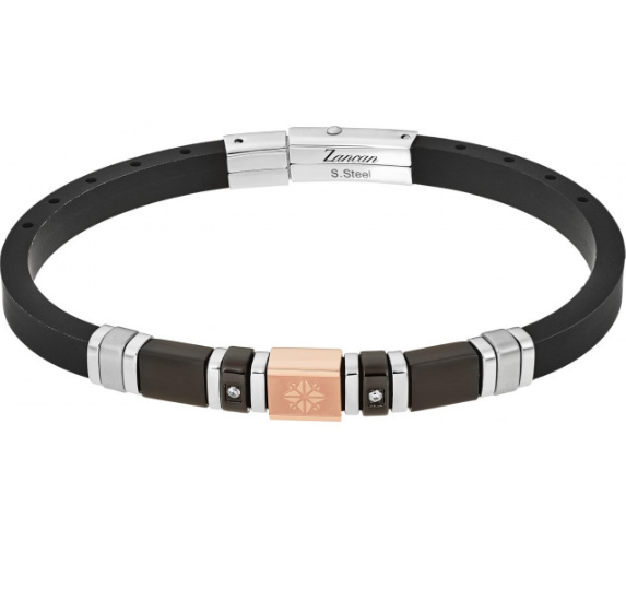 Bracciale Uomo in Acciaio e Caucciù Nero UHB117