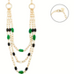 Collana Brass Dorata con Giada Verde e Onice Nera 4UCL7292W