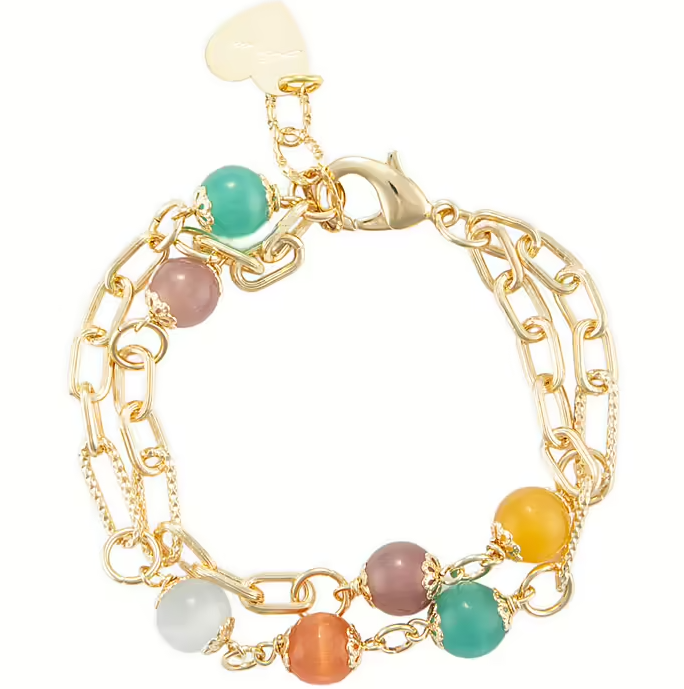 Bracciale 4US Brass Dorato con Pietre Multicolor 4UBR7275W