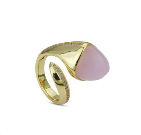 Anello Contrariè con Cristallo Quarzo Rosa KAN013DR