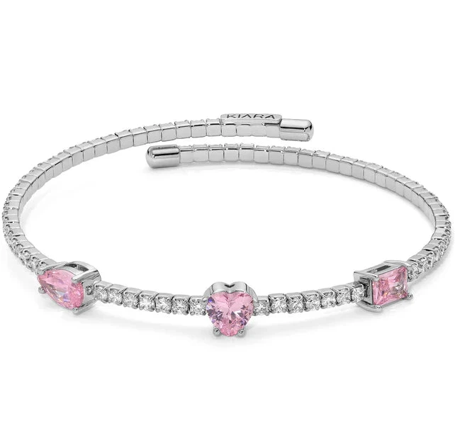 Bracciale Semirigido con Cristalli Rosa e Zirconi Bianchi KBRD1826B