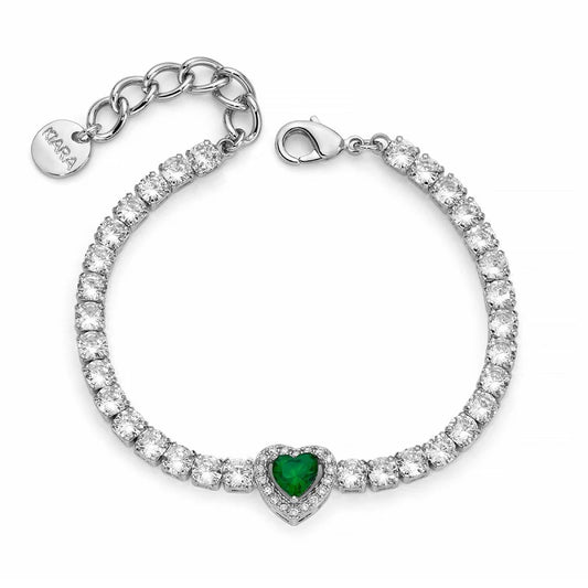 Bracciale Basik con Zirconi Bianchi e Cristallo Verde KBRD1863B