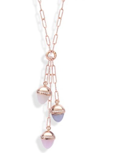 Collana con Cristalli Quarzo Rosa, Pietra di Luna e Agata Grigia Gatteggiante KGR010RS