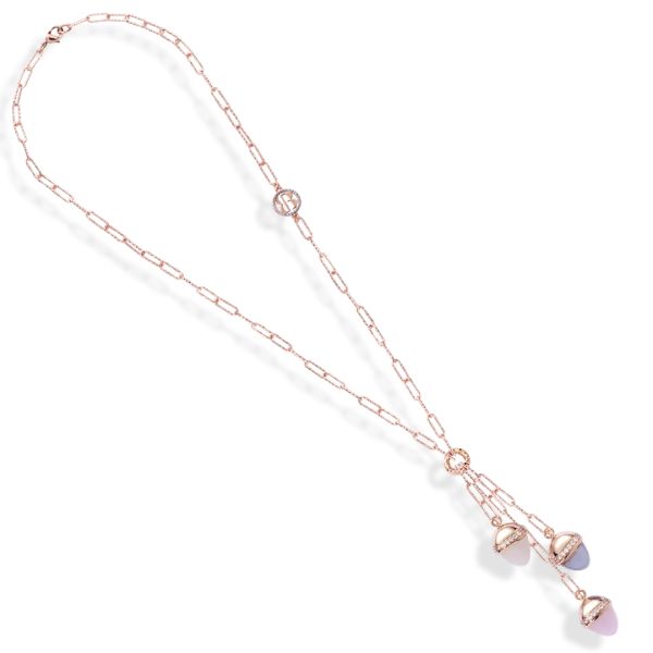 Collana con Cristalli Quarzo Rosa, Pietra di Luna e Agata Grigia Gatteggiante KGR010RS