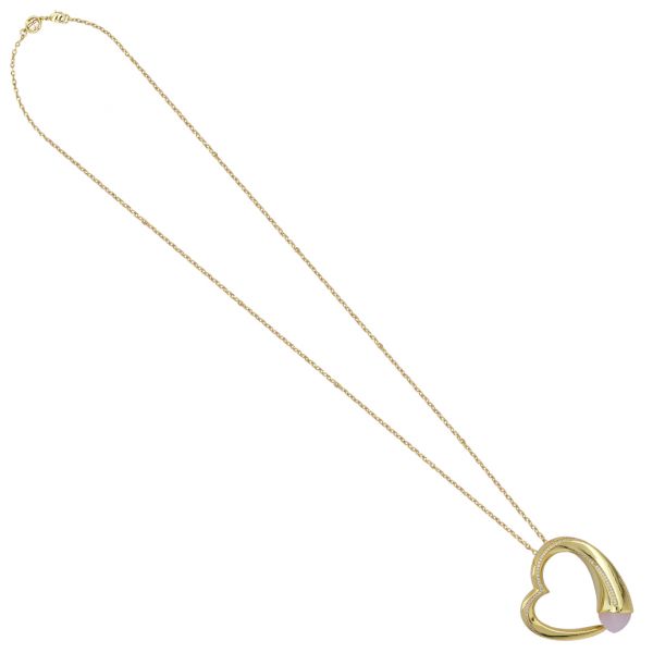 Collana Dorata con Cuore Pendente e Cristallo Quarzo Rosa KGR030DR