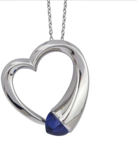 Collana con Cuore Pendente e Cristallo Light Sapphire KGR033L