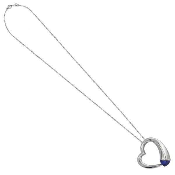 Collana con Cuore Pendente e Cristallo Light Sapphire KGR033L