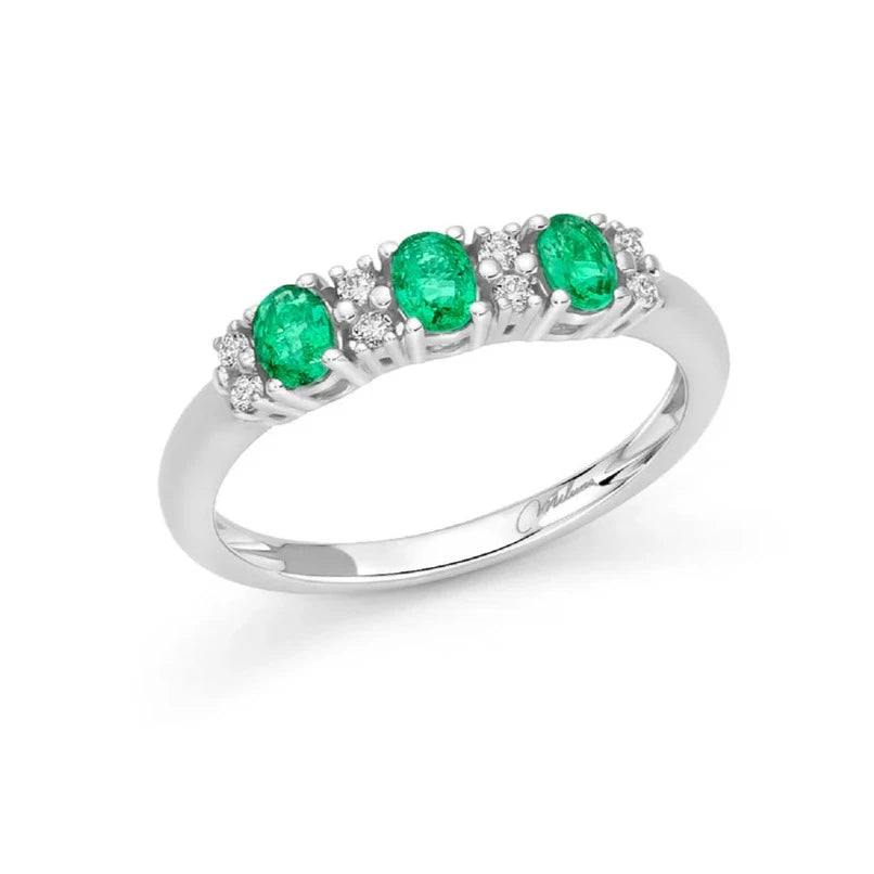 Anello Gemme Preziose con Diamanti e Smeraldi LID3757