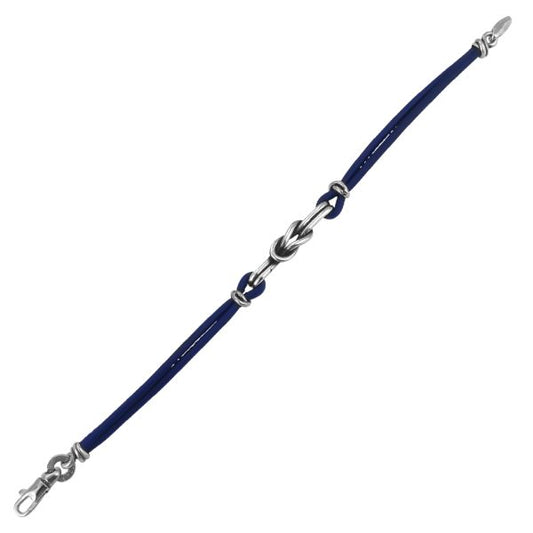 Bracciale Uomo in Pelle Blu con Nodo Piano MBR142B