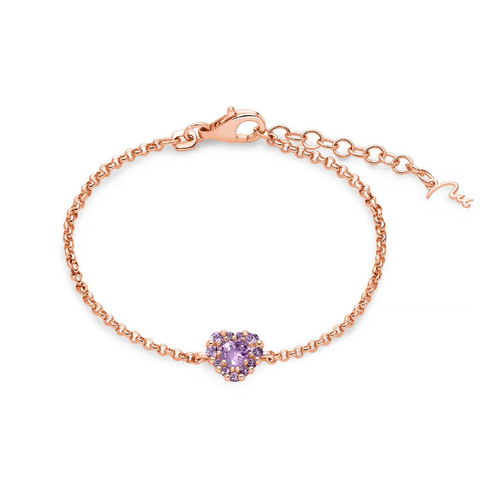 Bracciale Rosato con Ametista a Cuore BRD1000