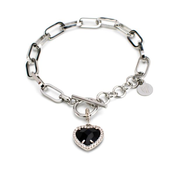 Bracciale con Cuore Nero e Zirconi MY/BR30