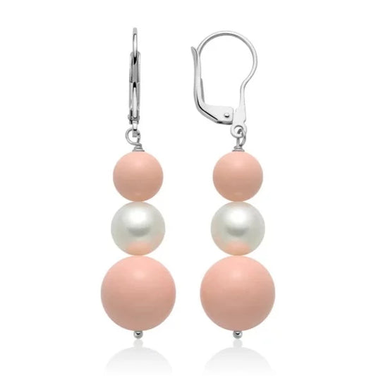 Orecchini Terra e Mare con Perle 9mm e Rosa 8mm 12mm PER2467