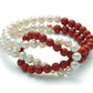 Bracciale Terra e Mare con Perla Bianca 6.5mm e Perla Corallo Rosso 6mm PBR2439